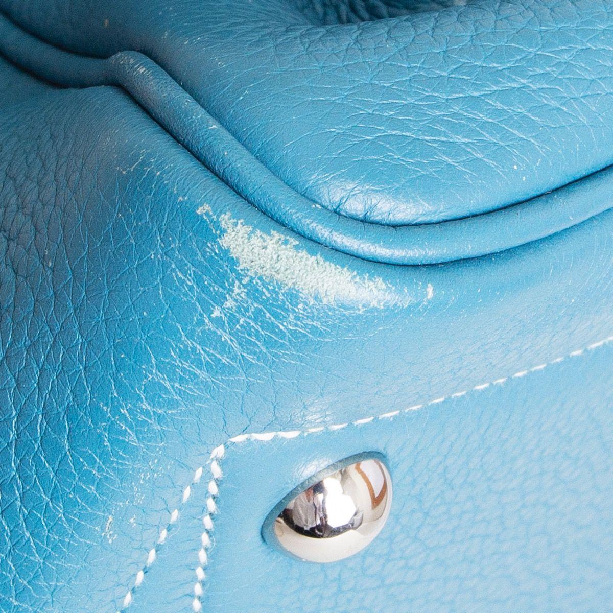 HERMES Blue Jean Clemence leather VICTORIA FOURRE-TOUT 35 Shoulder Bag 9
