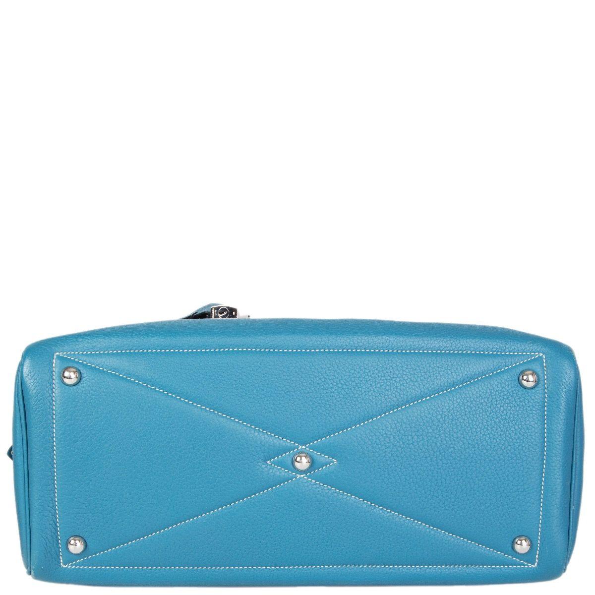 Women's HERMES Blue Jean Clemence leather VICTORIA FOURRE-TOUT 35 Shoulder Bag