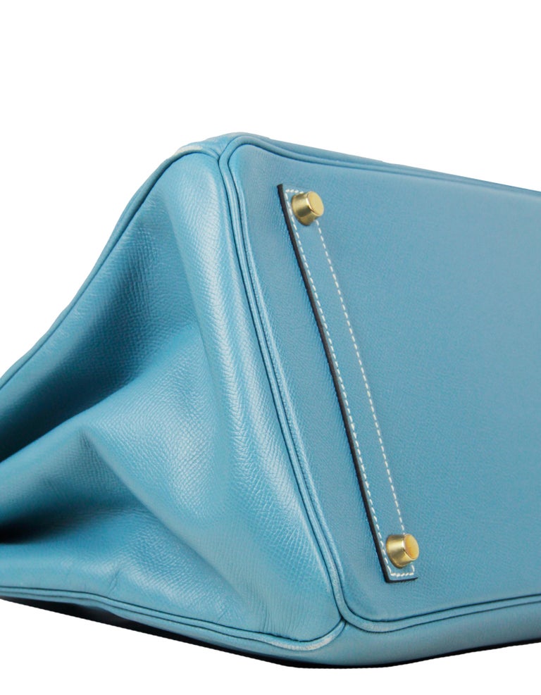 Hermès Bleu Blue Jean Epsom Leather Birkin 35 Bag