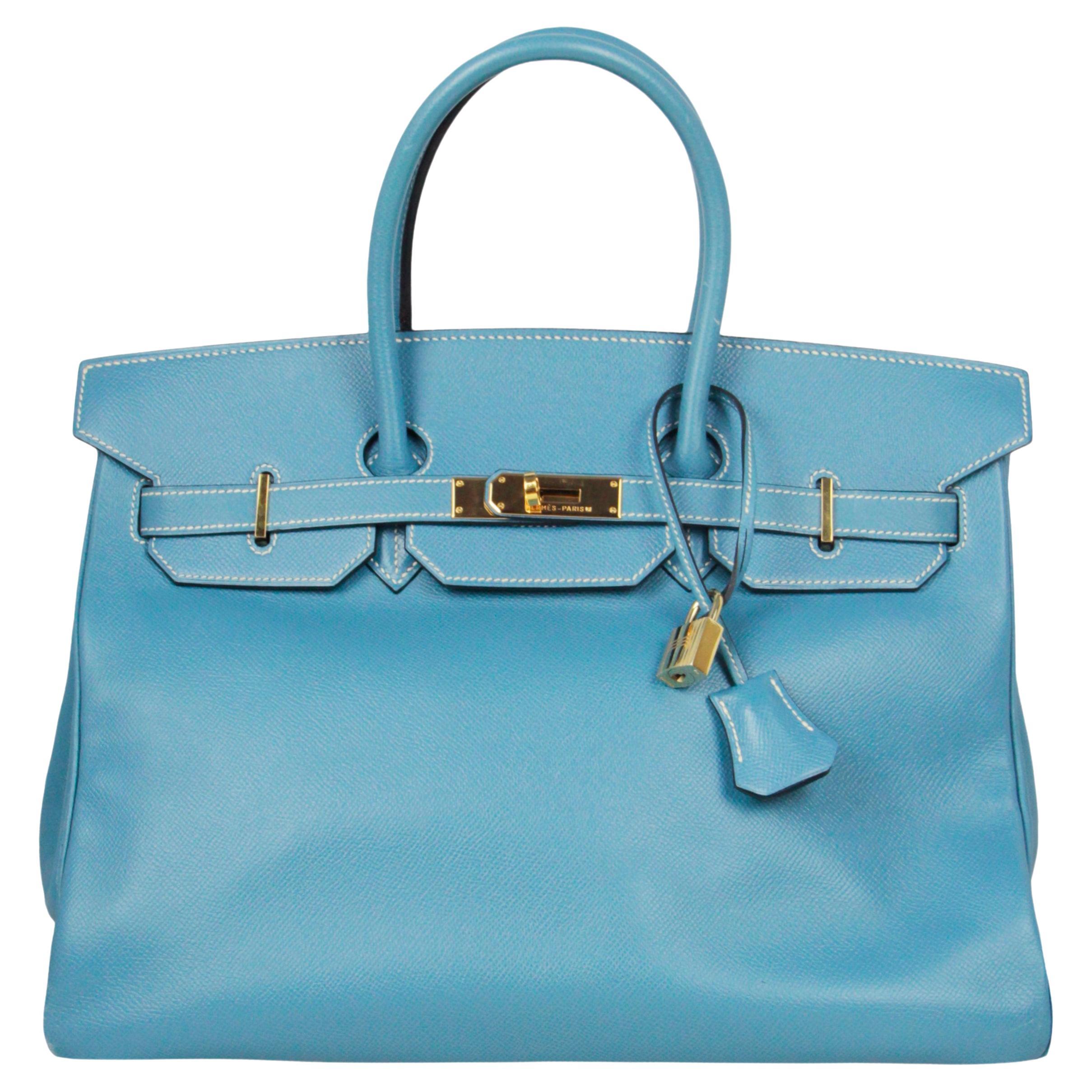 Hermes Blue Jean Epsom Leather 35cm Birkin Bag GHW