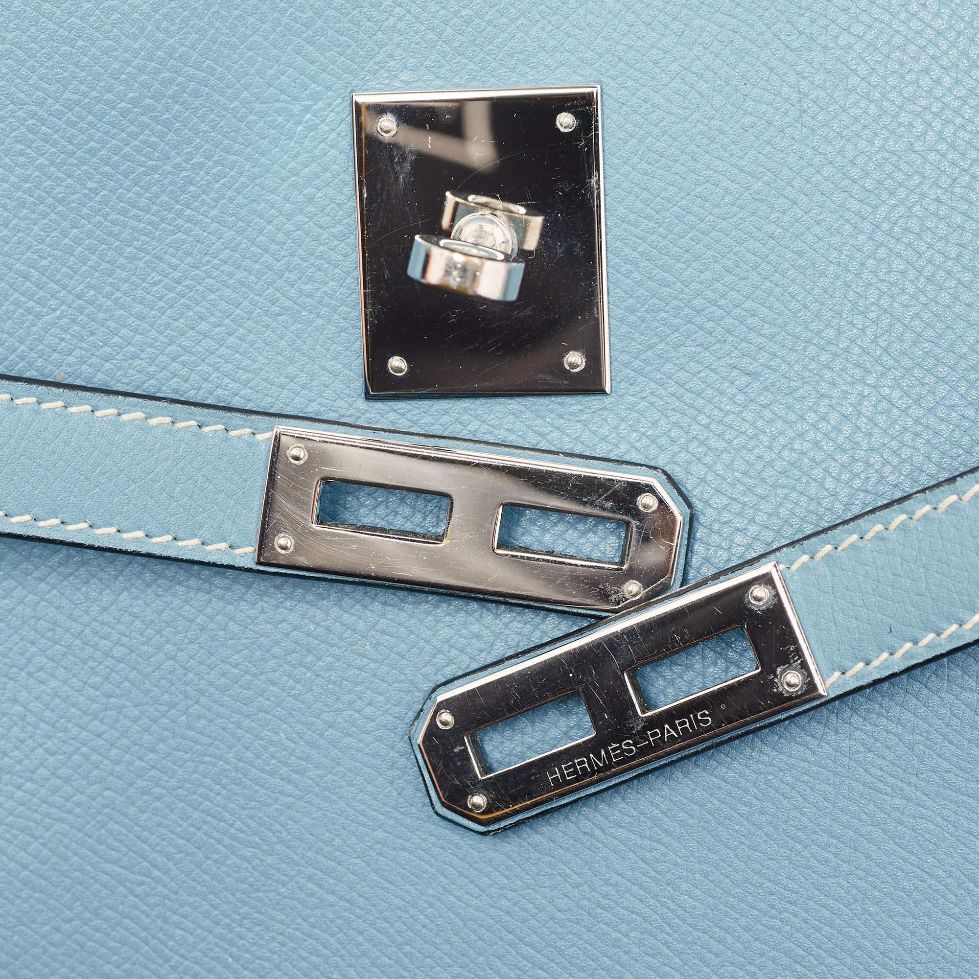 Hermes Blue Jean Epsom Leather Kelly Depeches 34 Briefcase 1