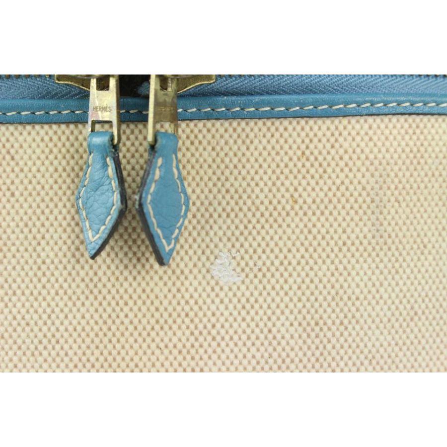 Hermès Blue Jean Leather x Toile Intercity Vanity Tote Bag 216her89 en vente 5