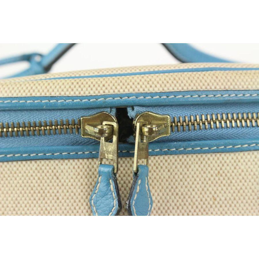 Hermès Blue Jean Leather x Toile Intercity Vanity Tote Bag 216her89 en vente 1