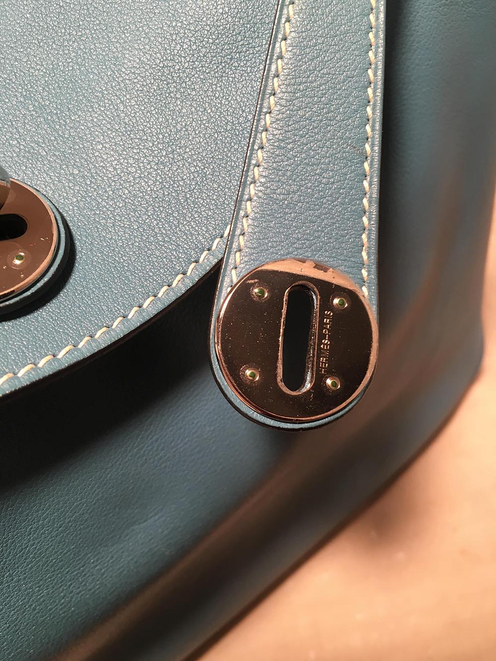 Women's Hermes Blue Jean Swift Leather 30cm Lindy Bag