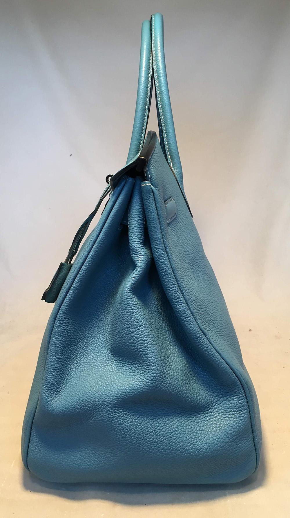 Gray Hermes Blue Jean Togo Leather 40cm Birkin Bag