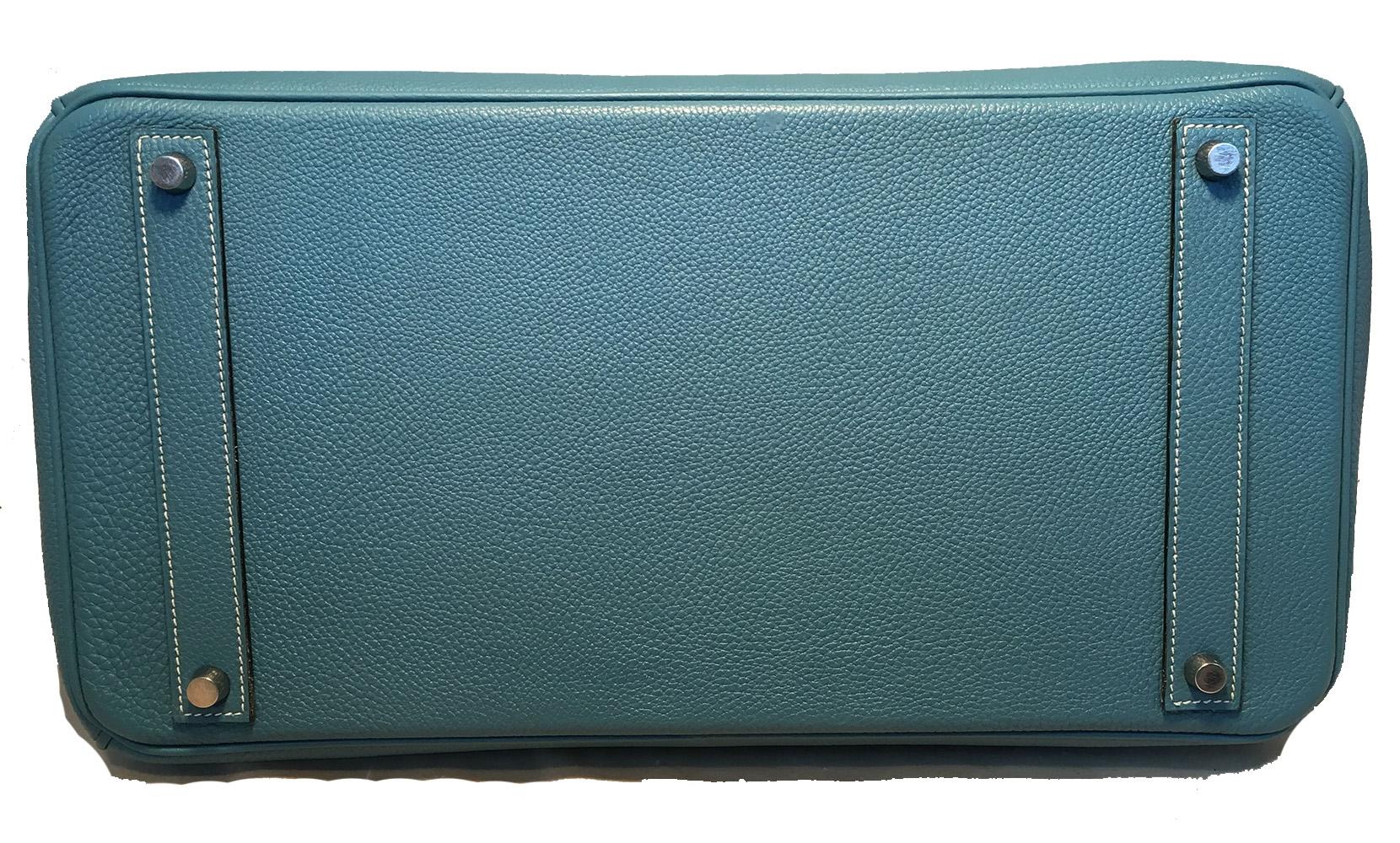 Hermes Blue Jean Togo Leather 40cm Birkin Bag In Excellent Condition In Philadelphia, PA