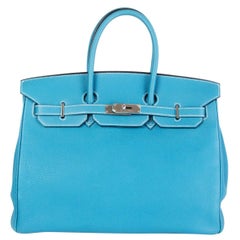 HERMES Blue Jean Togo leather BIRKIN 35 Bag
