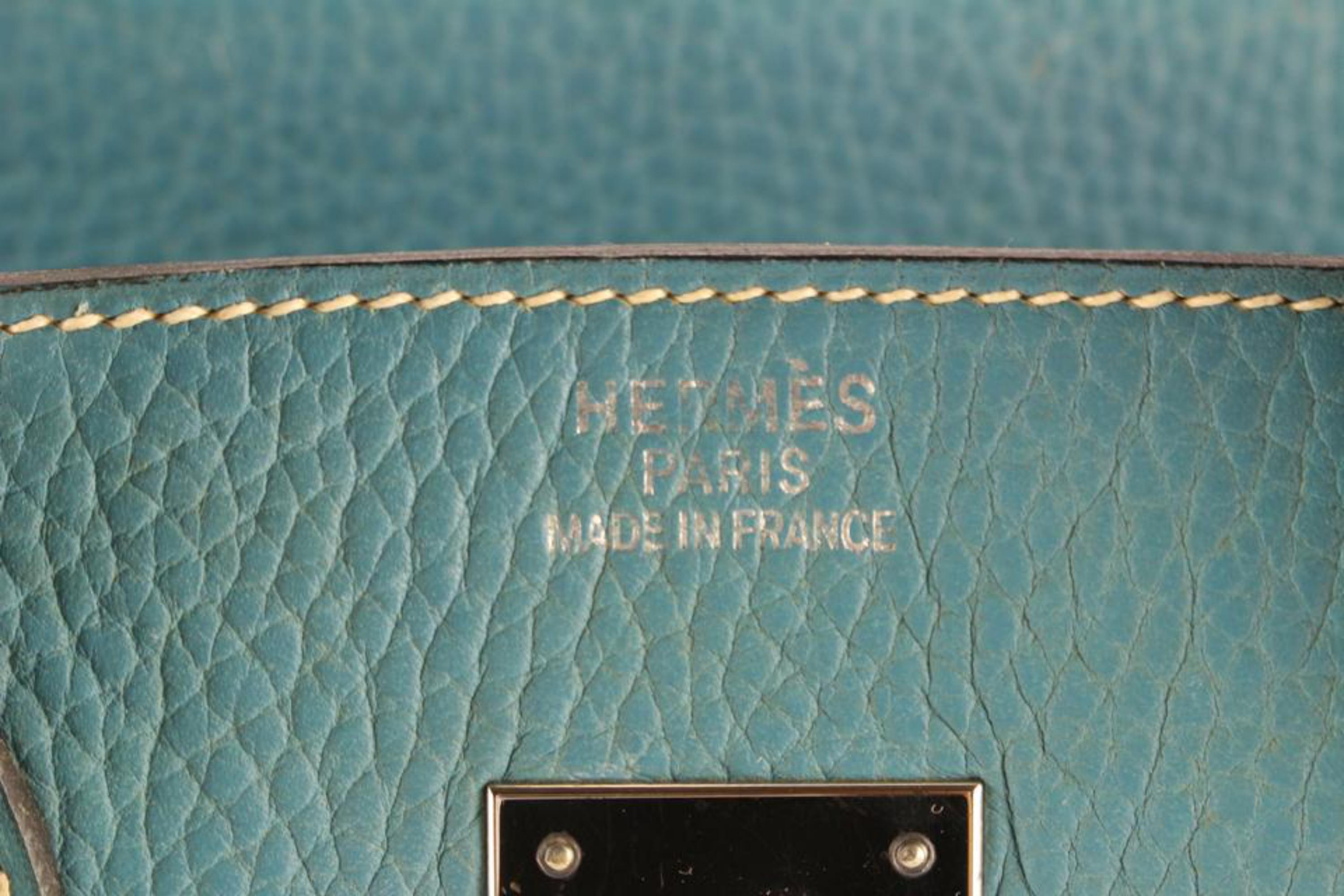 Hermès Jean Bleu Togo Cuir Birkin 35 PHW 6H1028 en vente 2