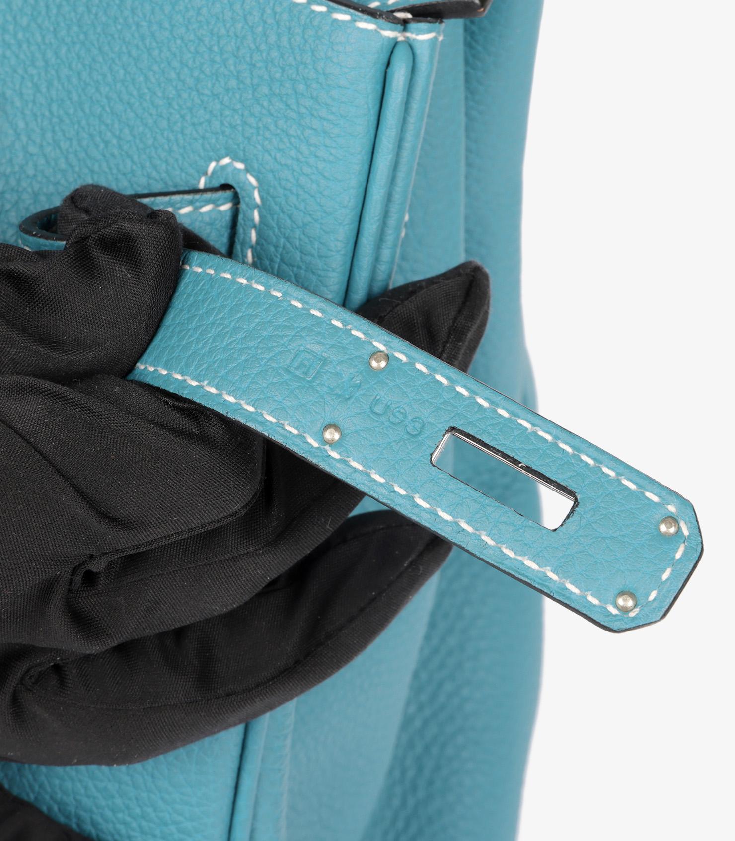 Hermès Blue Jean Togo Leather Birkin 35cm Retourne For Sale 5