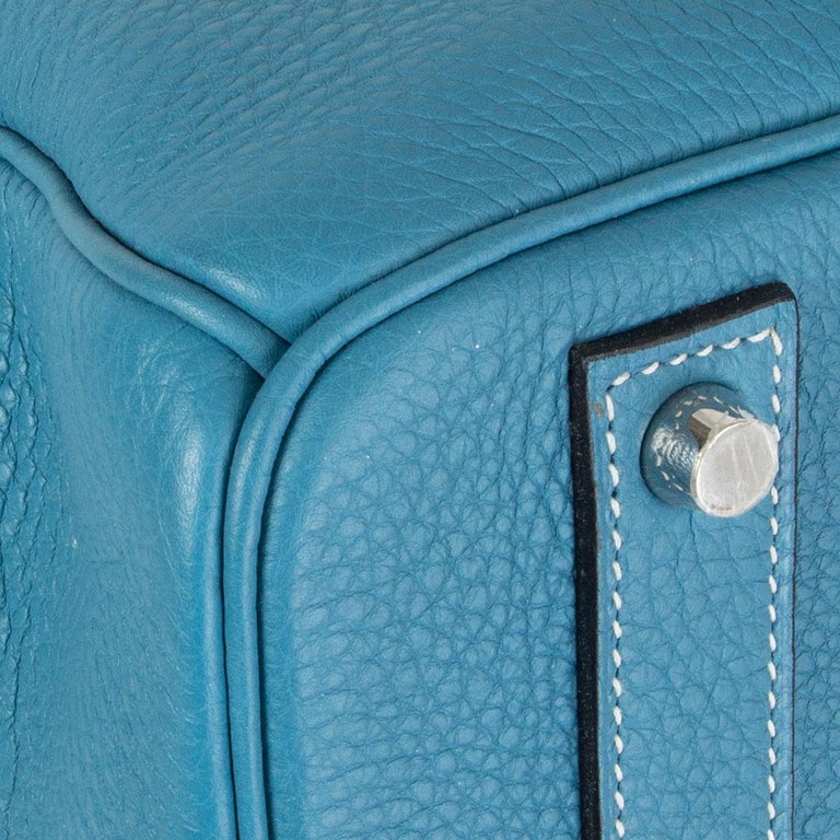 HERMÈS BIRKIN 40 VEAU TOGO HANDBAG, 75 Bleu Jean colour leather with  palladium hardware, 2006, padlock, two keys and bell with dust bag and  original receipt, 40cm x 21cm x 24cm H.