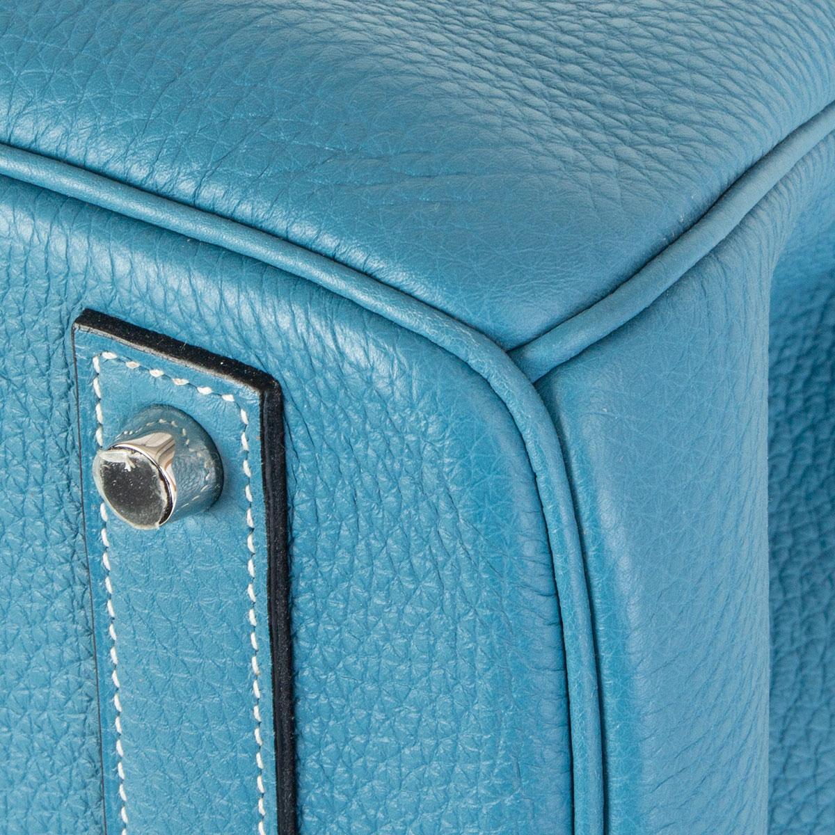 HERMES Blue Jean Togo leather & Palladium BIRKIN 40 Bag 6