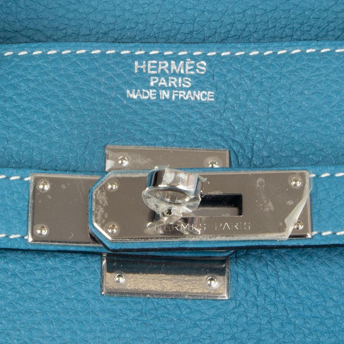 HERMES Blue Jean Togo leather & Palladium BIRKIN 40 Bag In New Condition In Zürich, CH