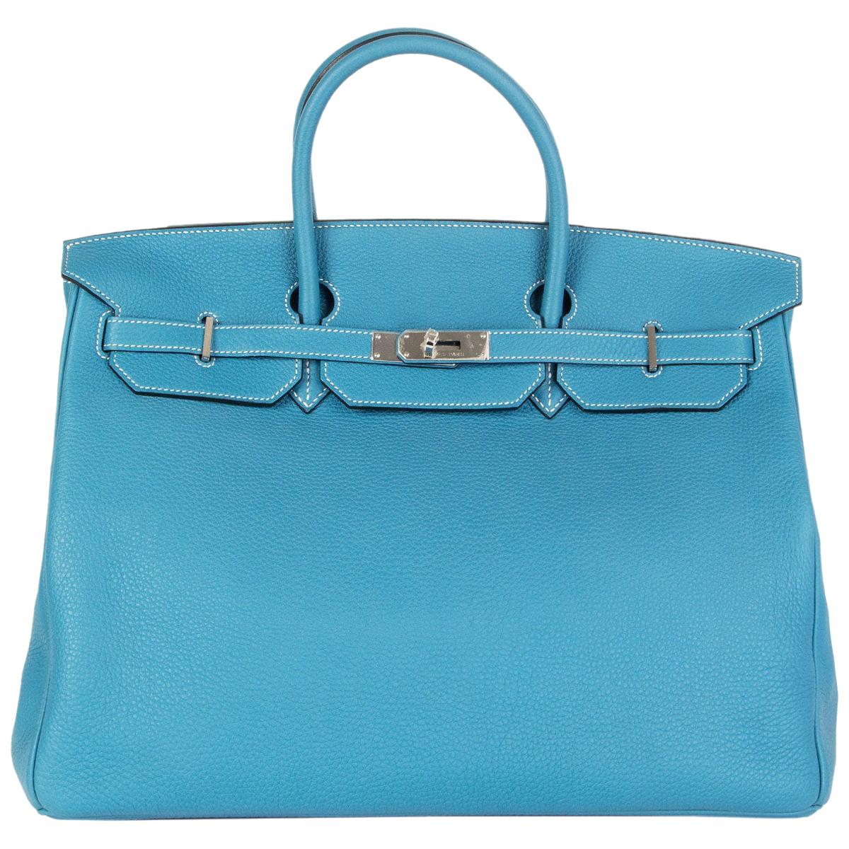 HERMES Blue Jean Togo leather & Palladium BIRKIN 40 Bag