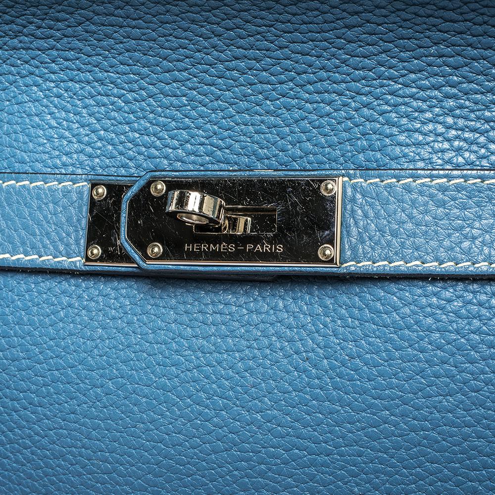 Hermes Blue Jean Togo Leather Palladium Hardware Jypsiere 34 Bag 6