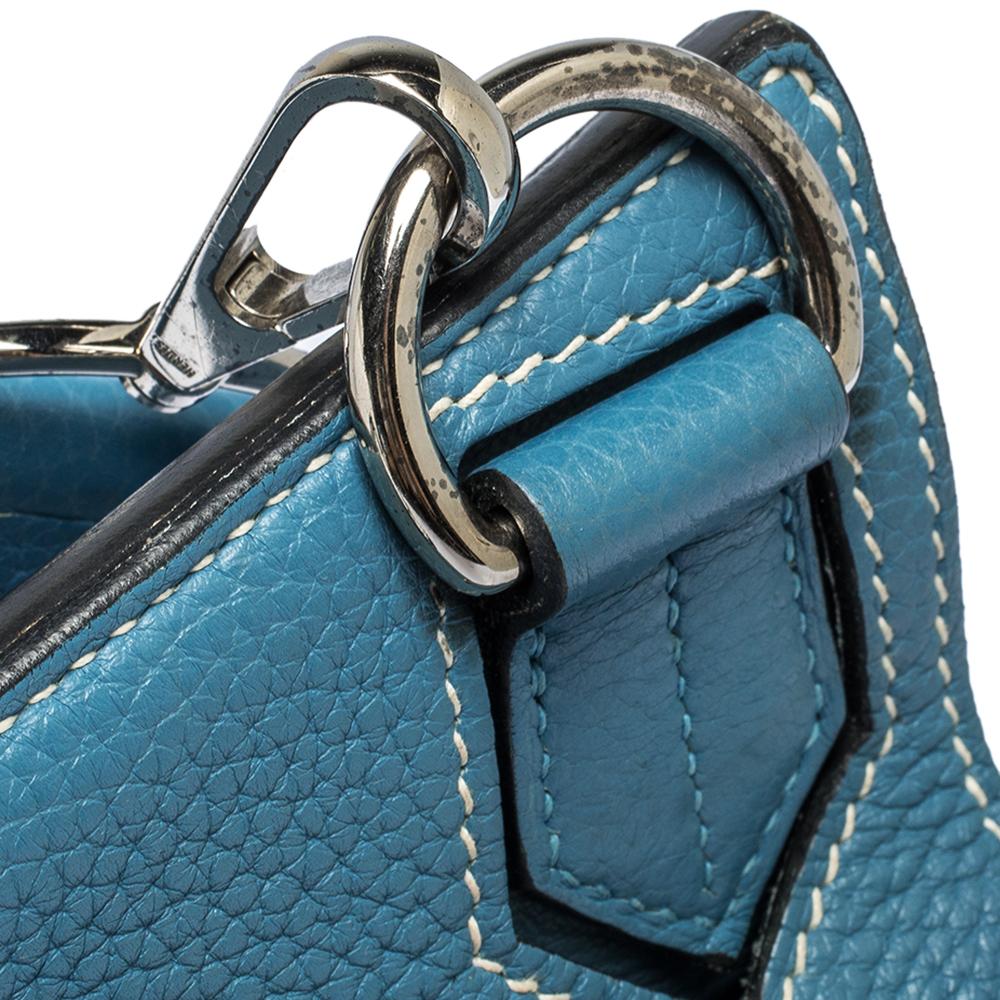 Hermes Blue Jean Togo Leather Palladium Hardware Jypsiere 34 Bag In Good Condition In Dubai, Al Qouz 2