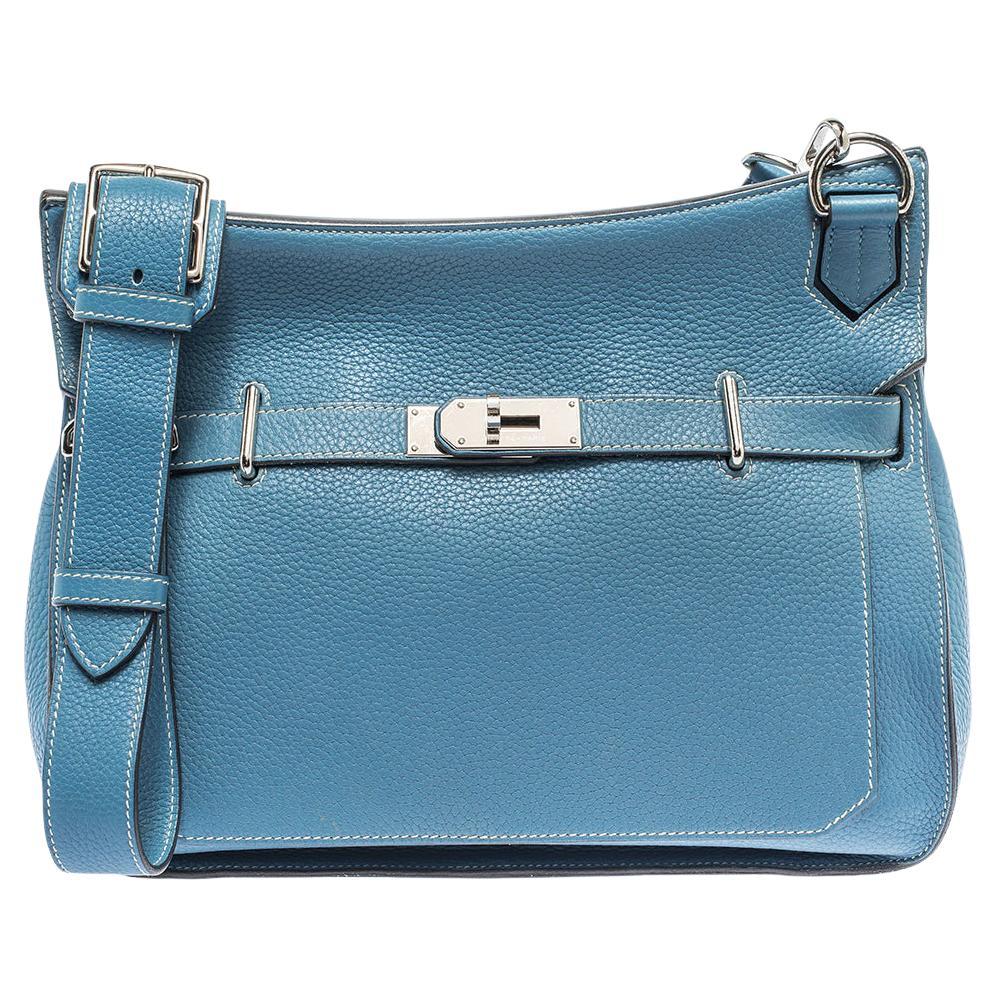 Hermes Blue Jean Togo Leather Palladium Hardware Jypsiere 34 Bag