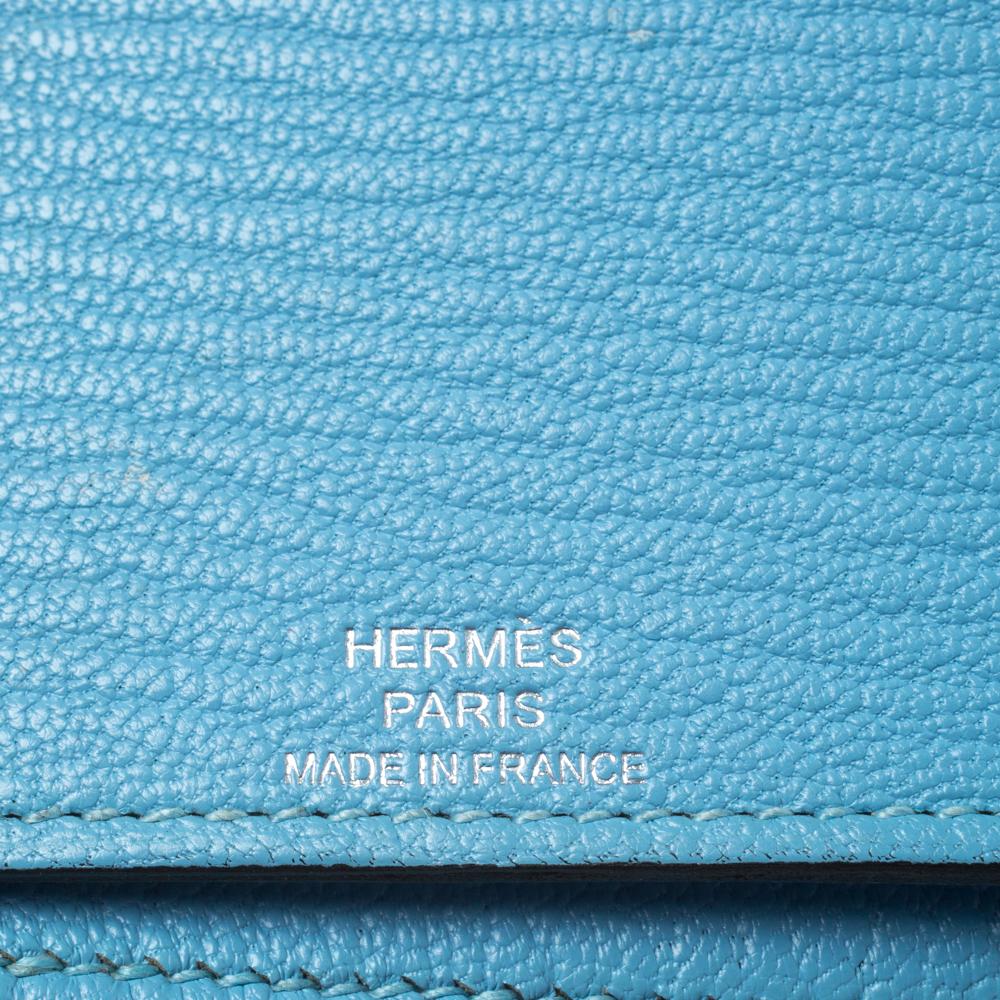 Women's Hermes Blue Jeans Chevre Leather Evelyne Long Wallet