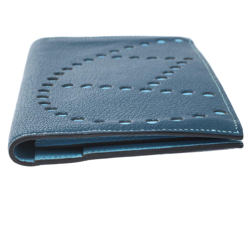 Hermes Blue Jeans Chevre Leather Evelyne Long Wallet 4