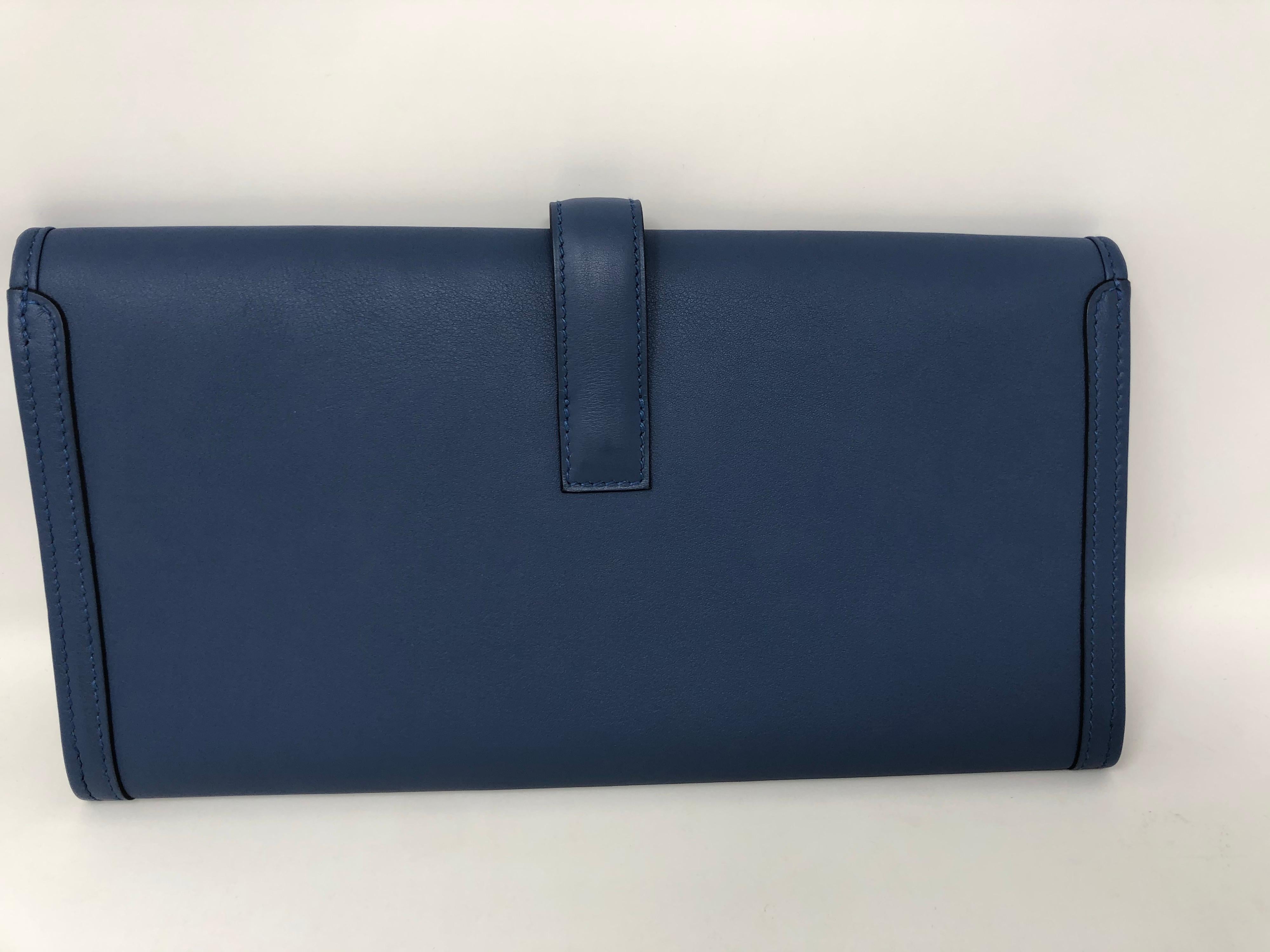 Hermes Blue Jige Clutch  In New Condition In Athens, GA