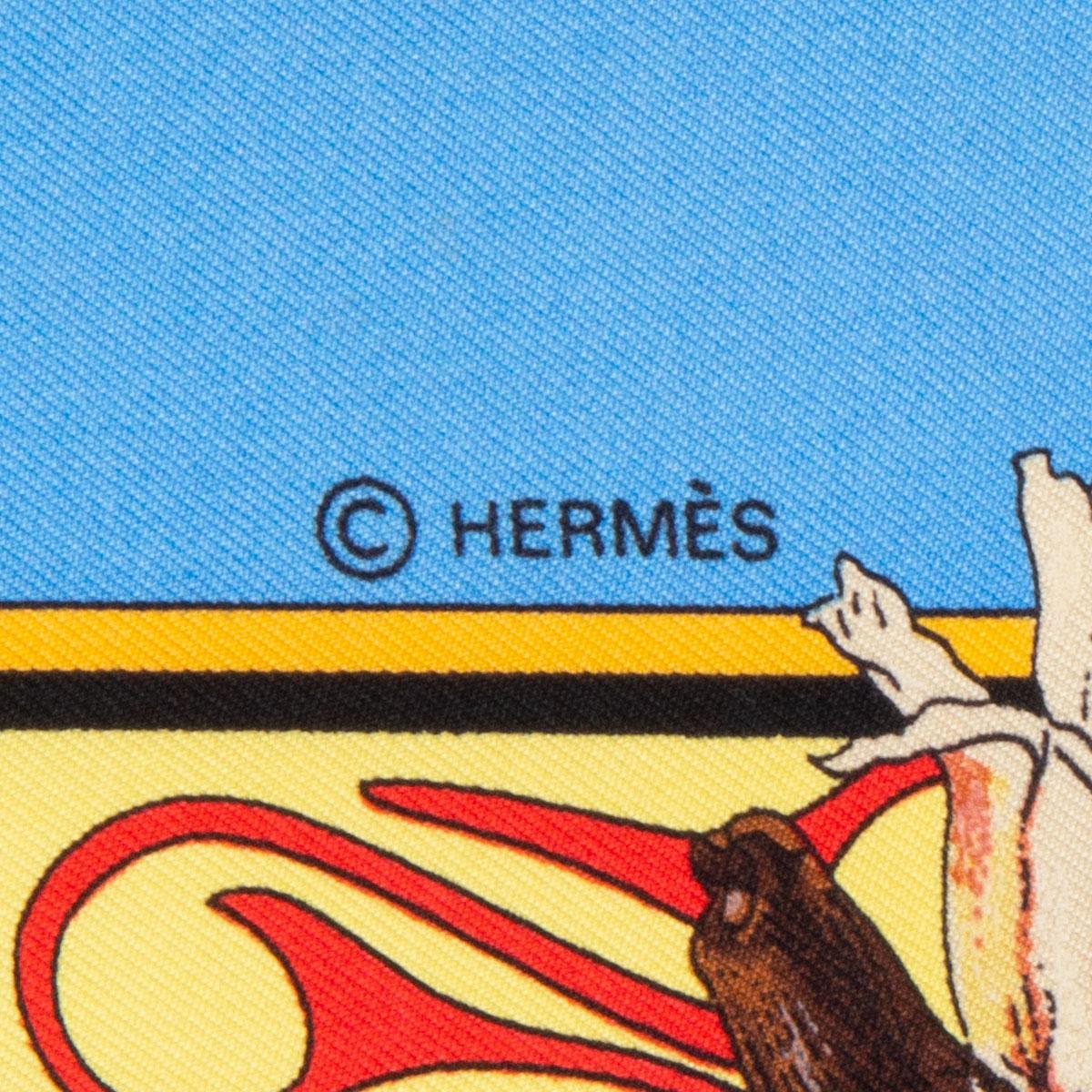 Hermes blue KACHINAS 90 silk twill Scarf 1