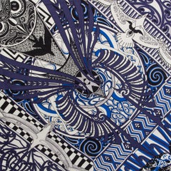 Hermes blue KAWA ORA 140 cashmere silk Scarf Shawl Marine Blanc Bleu Electrique