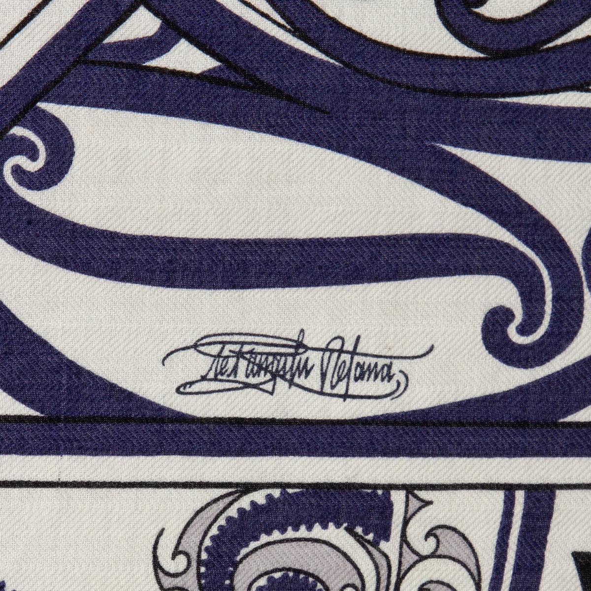 Hermes blue KAWA ORA 140 cashmere silk Scarf Shawl Marine Blanc Bleu Electrique 1