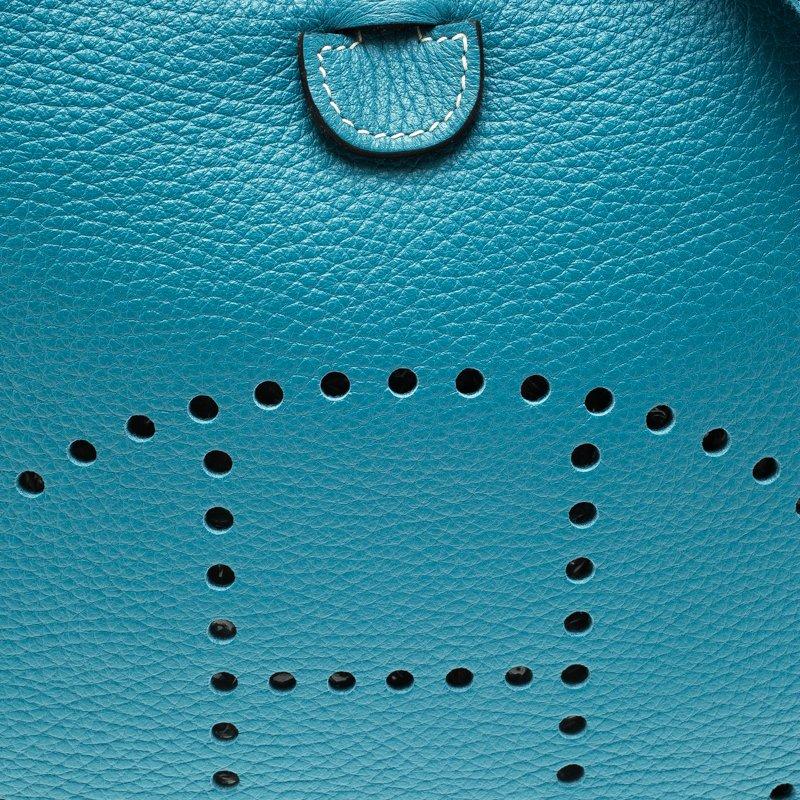 Hermes Blue Lagon Togo Leather Evelyne III PM Bag 1