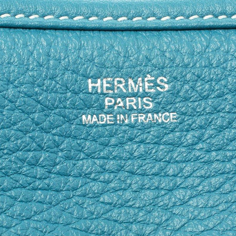 Hermes Blue Lagon Togo Leather Evelyne III PM Bag 3