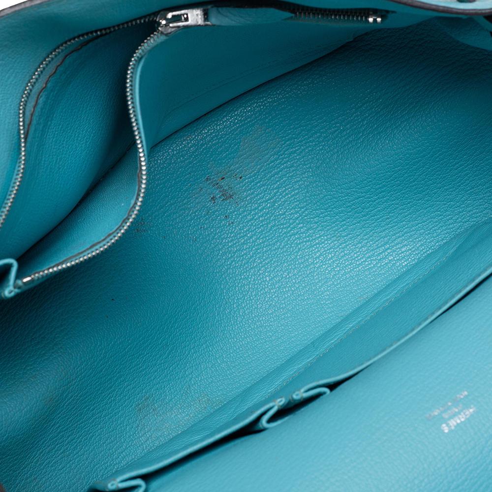 Hermes Blue Lagoon Togo and Swift Leather Palladium Hardware Jypsiere 28 Bag 3