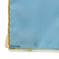 Hermès Blue Le Chat Botte Silk Pochette Scarf