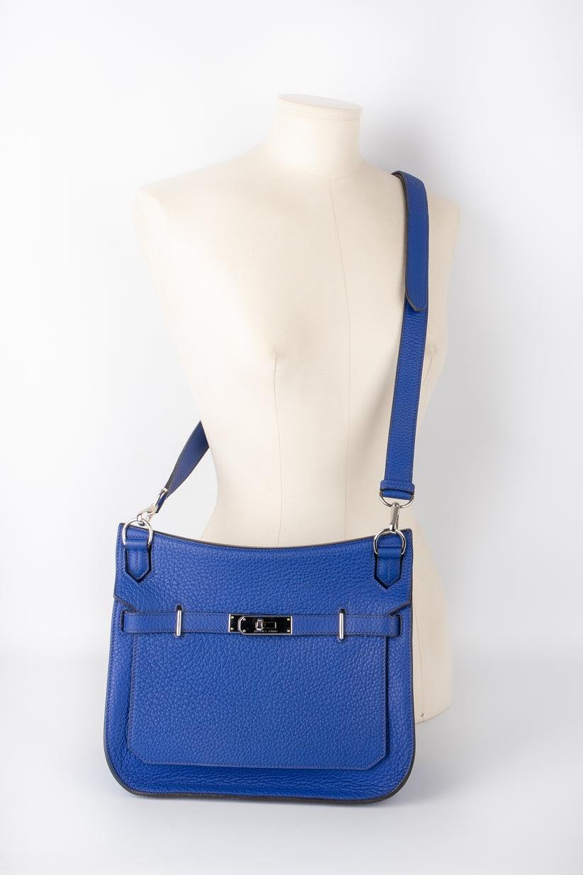 Hermès Blue Leather Bag Jyspsiere, 2012  For Sale 6