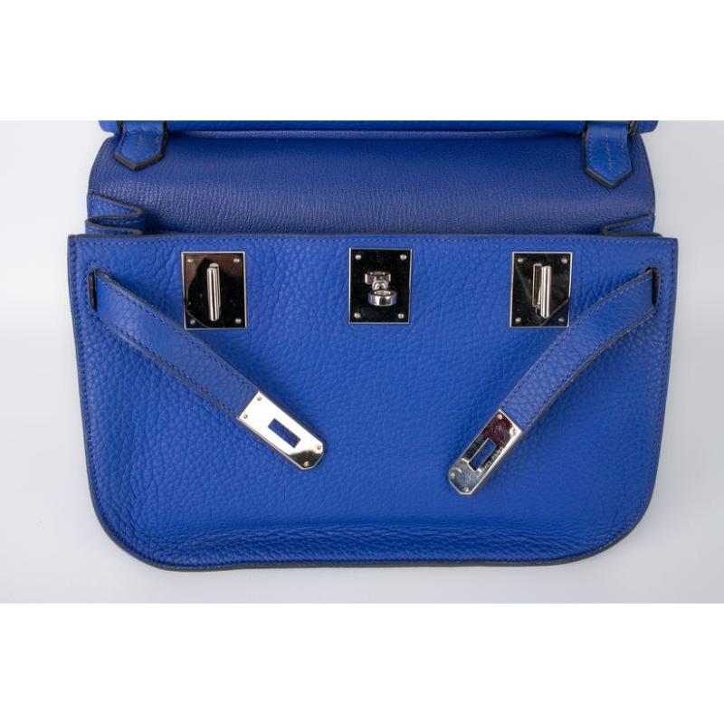 Hermès Blue Leather Bag Jyspsiere, 2012  For Sale 2