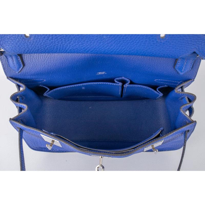 Hermès Blue Leather Bag Jyspsiere, 2012  For Sale 3