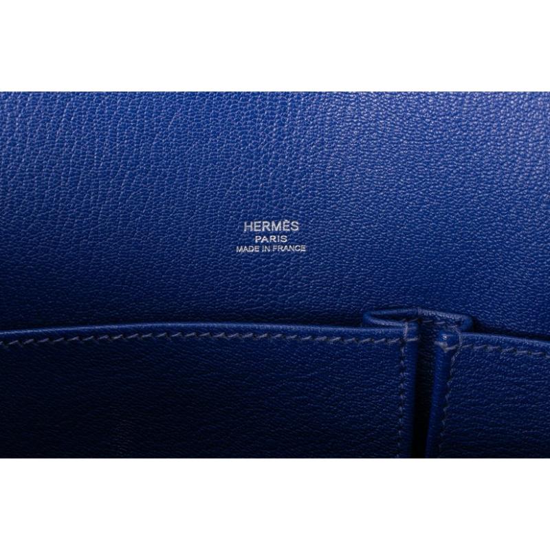 Hermès Blue Leather Bag Jyspsiere, 2012  For Sale 5