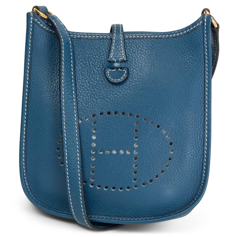 Leather small bag Hermès Blue in Leather - 38144074