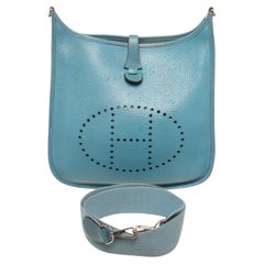 Hermes Evelyne 2 PM Umhängetasche aus blauem Leder