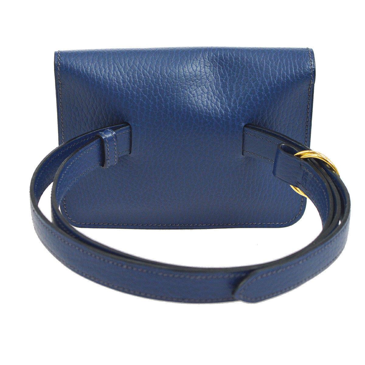Hermes Blue Leather Gold Fold Over Fanny Pack Flap Bum Waist Belt Bag

Leather
Gold tone hardware
Leather lining
Snap closure
Total belt strap length 39.5