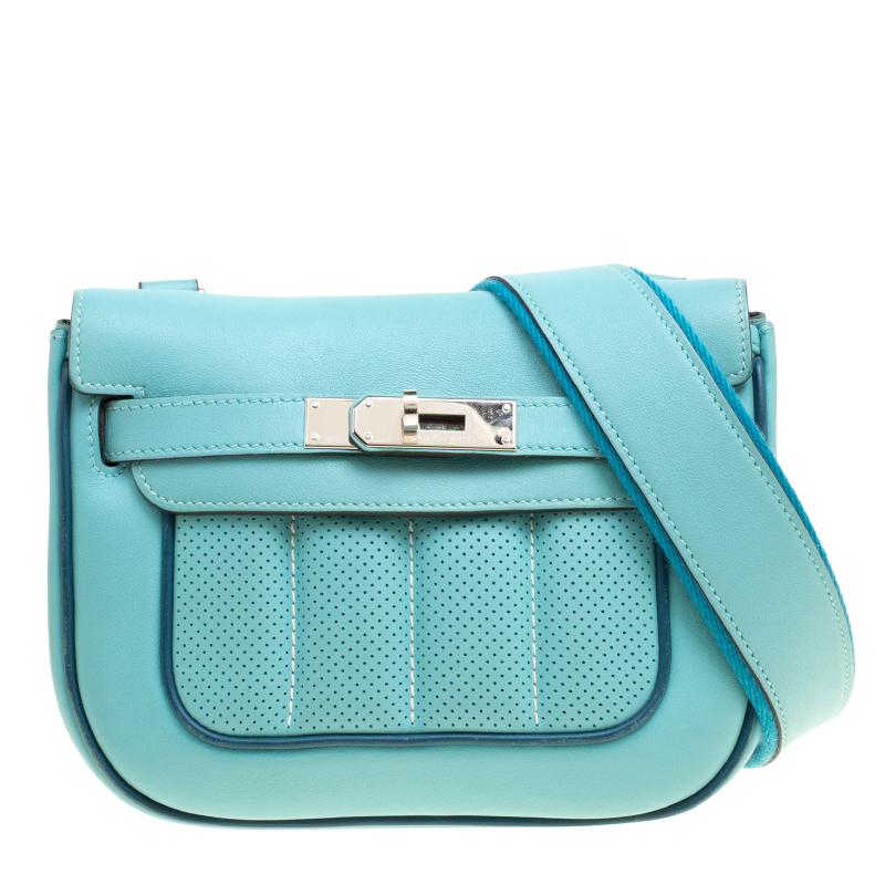 Hermes Blue Leather Mini Berline Bag at 1stDibs