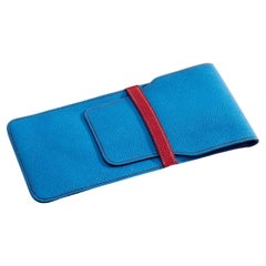 Hermès blue leather pencil case 1990s