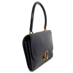 HERMES pelle blu Borsa RING Marine Box VINTAGE