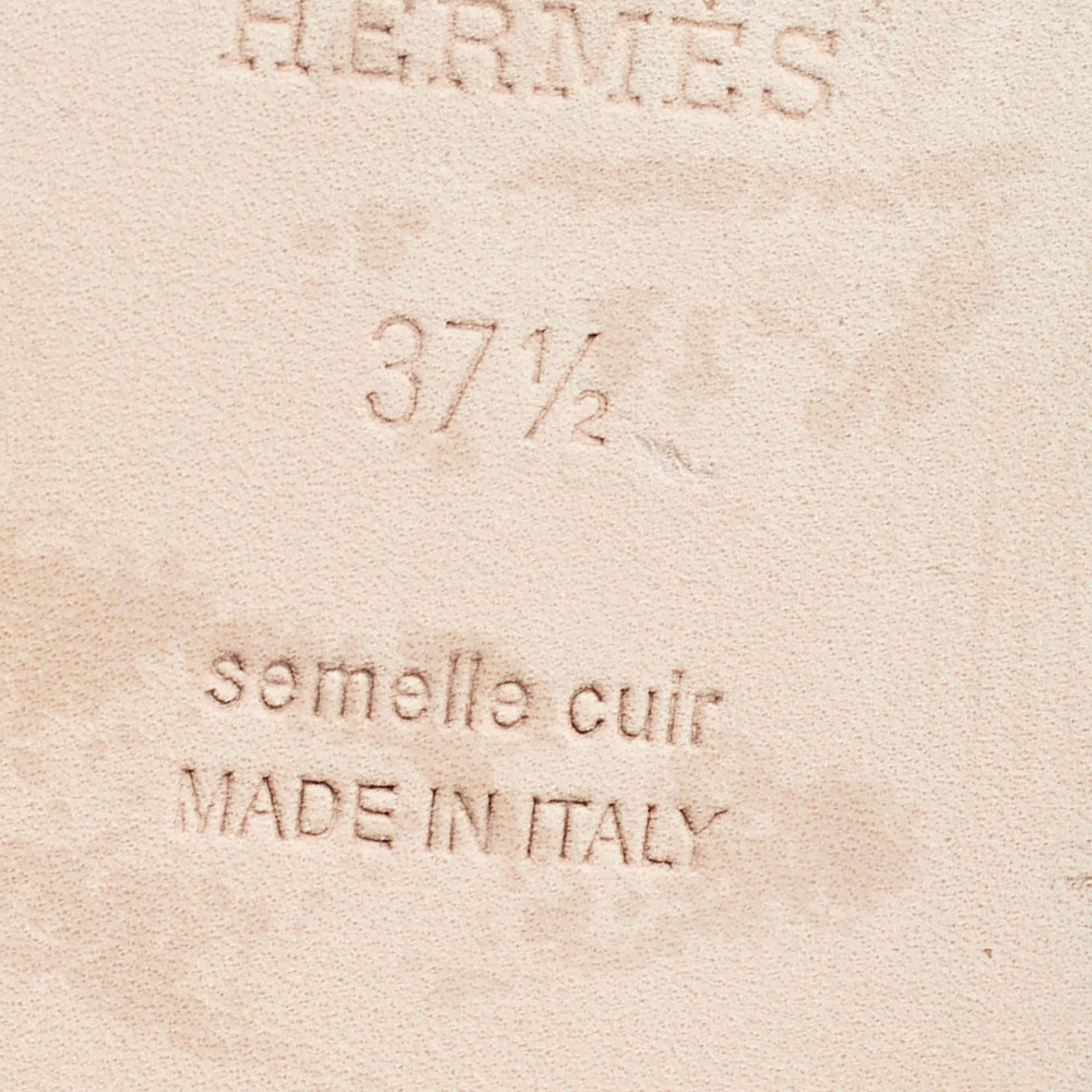 Hermes Blue Leather Santorini Ankle Strap Sandals Size 37.5 4