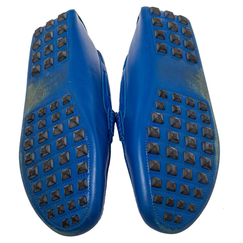 Men's Hermés Blue Leather Slip On Loafers Size 43
