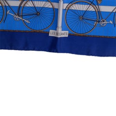 Hermes blue LES BECANES 90 Scarf silk VINTAGE 1973
