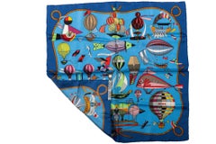 Hermès Blue Les Folies du Ciel Scarf