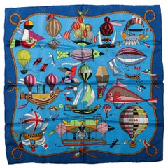 Hermès Blue Les Folies du Ciel Scarf