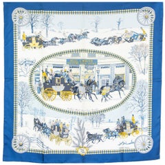 Hermes blau L'HIVER EN POSTE 90 Seidenköperschal
