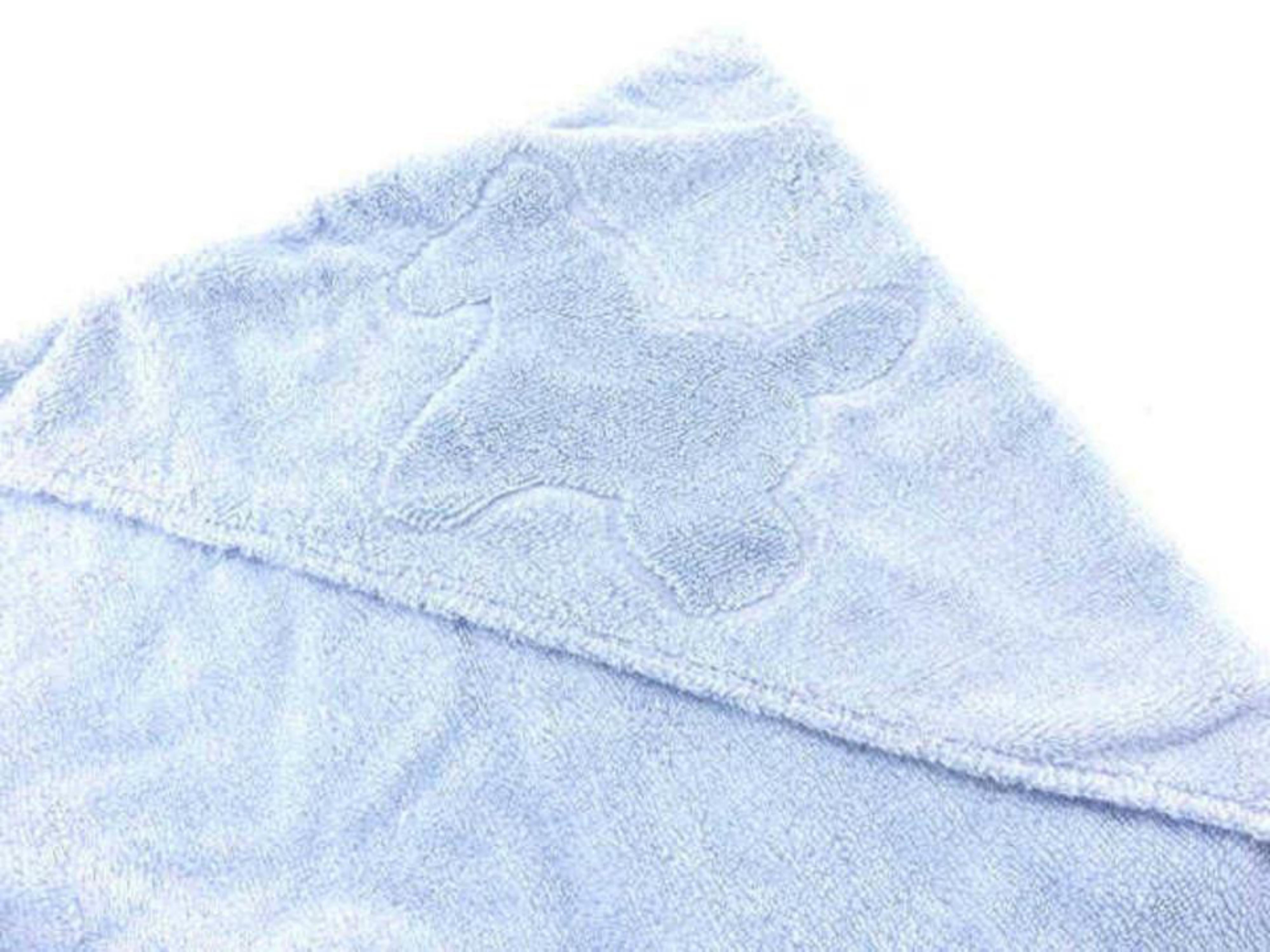 Hermès Blue Light Horse Logo Towel 232502 For Sale 3