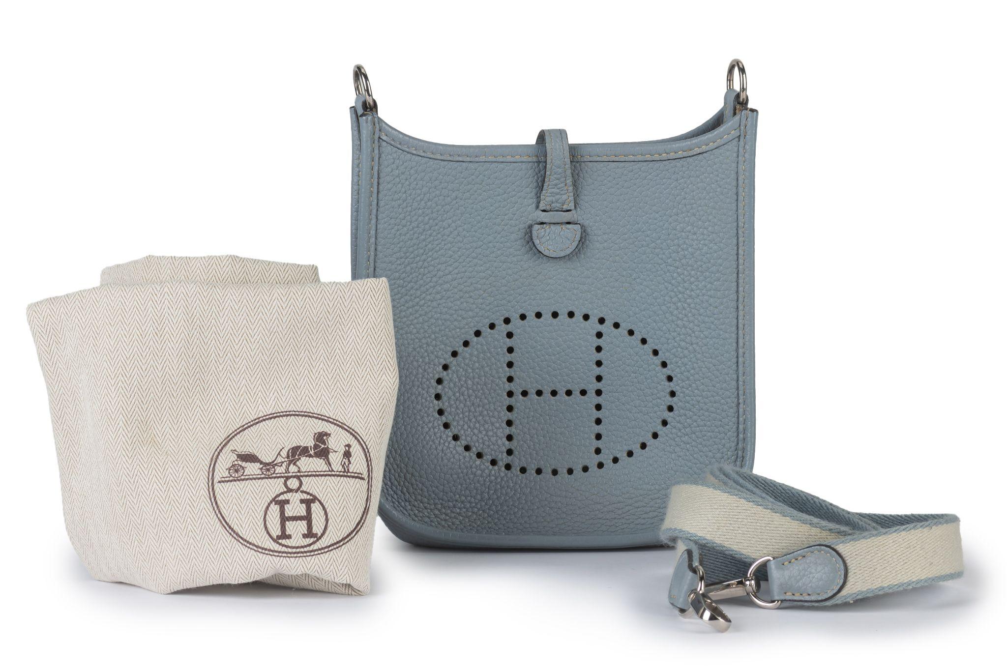 Hermès Blue Lin Mini Evelyne Cross Bag in vendita 6