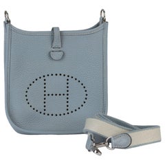 Hermès Bleu Lin Mini Evelyne Cross Bag Hermès Bleu Lin Mini Evelyne Cross Bag
