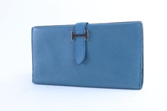 Hermès Blue Long Jean Bifold Bearn 52hr0701 Wallet